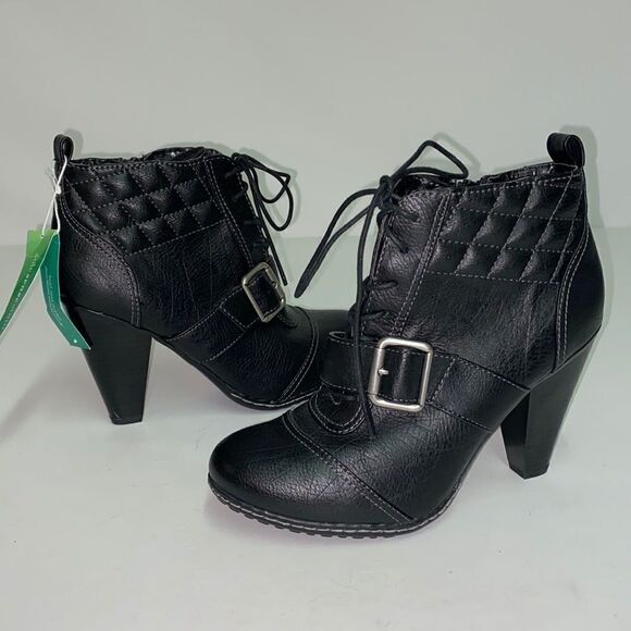 Sole Senseability Trixxie Black lace up heel ankle boots A4 - Picture 2 of 8